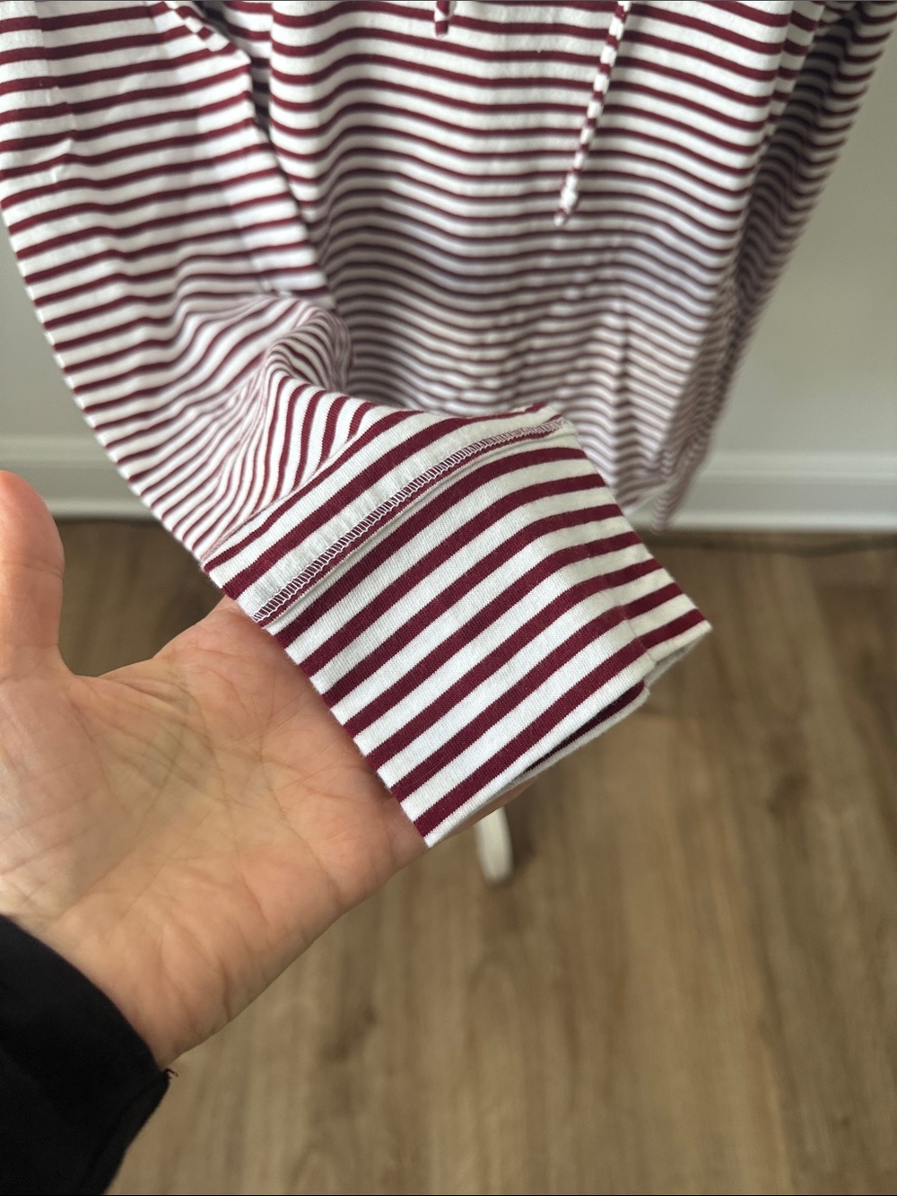 Hollister Women's Burgundy & White Striped Lace-Up Long Sleeve Top - Picture 3 of 8
